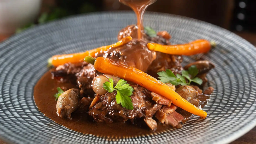 Coq with chocolate Sauce